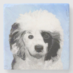 Posavasos De Piedra Pintura de perro de agua portuguesa - Arte origina