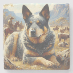 Posavasos De Piedra Pintura de perro de ganado antiguo de Australia