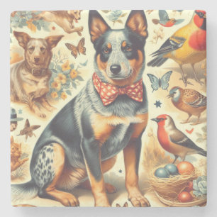 Posavasos De Piedra Pintura de perro de ganado antiguo de Australia