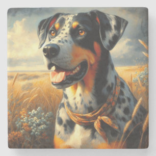 Posavasos De Piedra Pintura de perro de leopardo de Catahoula
