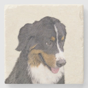 Posavasos De Piedra Pintura de perro de montaña de Bernese - Arte de p