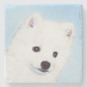 Posavasos De Piedra Pintura de perro esquimal estadounidense - Arte de