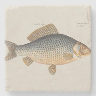 Posavasos De Piedra pintura de pesca de carpa dibujo de agua dulce