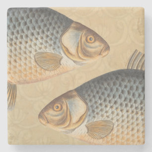 Posavasos De Piedra pintura de pesca de carpa dibujo de agua dulce