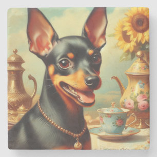 Posavasos De Piedra Pintura de Pinscher de época