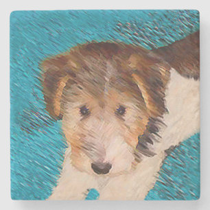 Posavasos De Piedra Pintura de pipa de Fox Terrier - Arte Perro Origin