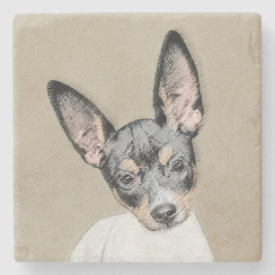 Posavasos De Piedra Pintura de Rat Terrier - Arte Perro Original.