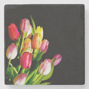 Posavasos De Piedra Pintura de tulipán - Arte de flores original