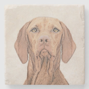 Posavasos De Piedra Pintura de Vizsla - Arte Perro Original.