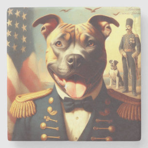 Posavasos De Piedra Pintura del Viejo Toro Terrier Americano