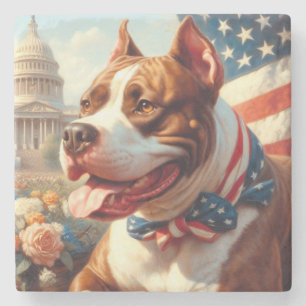 Posavasos De Piedra Pintura del Viejo Toro Terrier Americano
