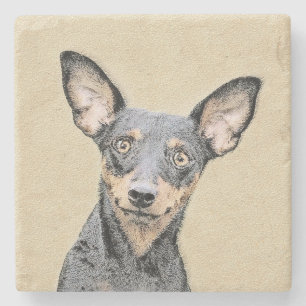 Posavasos De Piedra Pintura en miniatura de Pinscher Cute arte origina