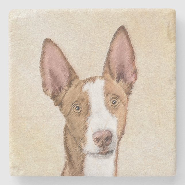 Posavasos De Piedra Pintura enredadera ibicenca - Arte de perro origin (Anverso)
