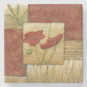 Posavasos De Piedra Pintura floral con los movimientos visibles del
