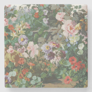 Posavasos De Piedra Pintura floral de flores coloridas vintage bonitas