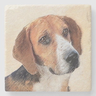 Posavasos De Piedra Pintura Harrier - Arte Perro Original Cuto