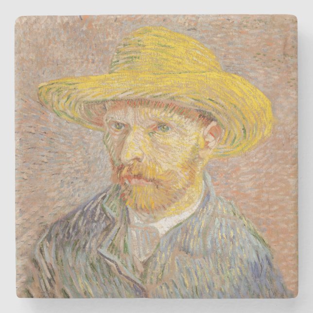 Posavasos De Piedra Pintura impresionista del autorretrato de Vincent  (Anverso)