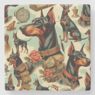 Posavasos De Piedra Pintura inmaculada Doberman