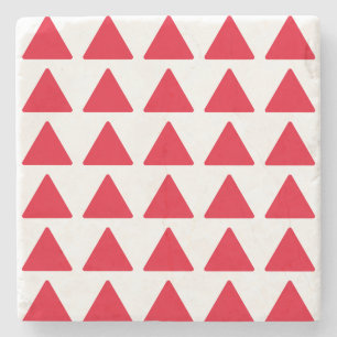 Posavasos De Piedra Pintura moderna del patrón del triángulo blanco ro