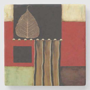 Posavasos De Piedra Pintura multicolora del panel con la hoja de Brown