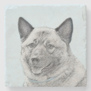 Posavasos De Piedra Pintura noruega de elkhound - Arte original de per