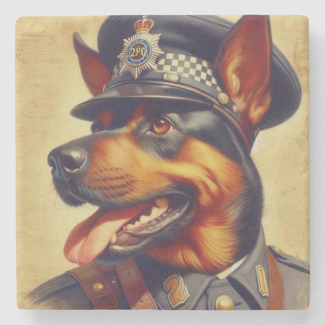 Posavasos De Piedra Pintura Retro Rottweiler (Anverso)