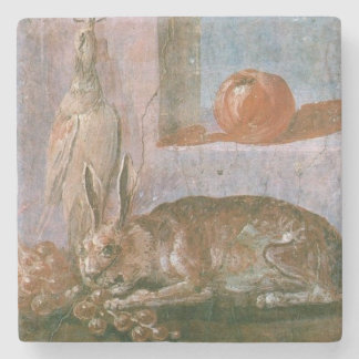 Posavasos De Piedra Pintura romana del conejo que come las uvas