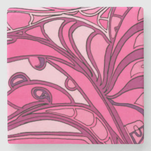 Posavasos De Piedra Pintura rosada abstracta del panel