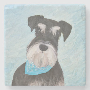 Posavasos De Piedra Pintura Schnauzer (en miniatura) - Perro original 