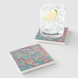 Posavasos De Piedra Pintura sintética del arcoiris abstracta