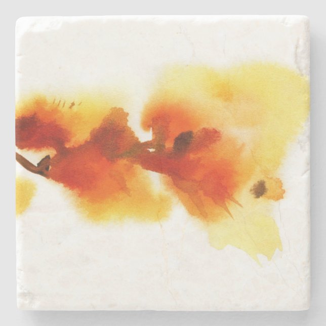 Posavasos De Piedra Pinturas florales abstractas 2 de la acuarela (Anverso)
