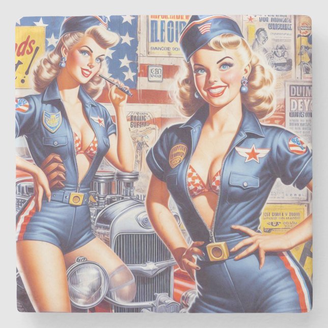 Posavasos De Piedra Pinza mecánica retro (Anverso)