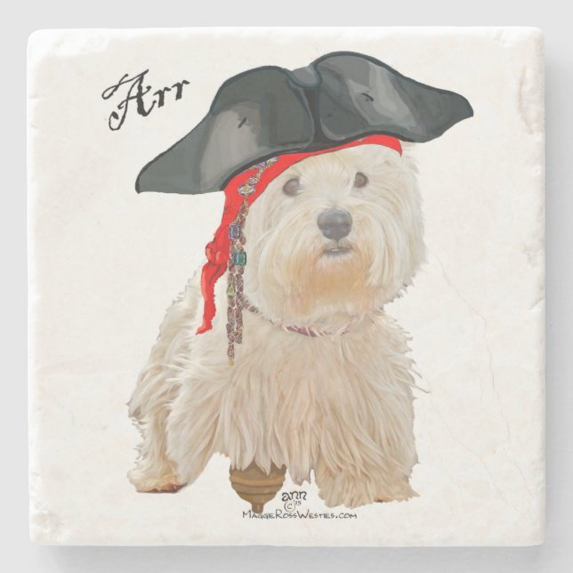 Posavasos De Piedra Pirata Westie (Anverso)