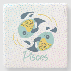 Posavasos De Piedra Pisces modernos Pescado Zodiac
