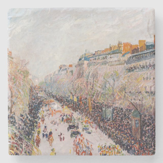 Posavasos De Piedra Pissarro - Montmartre, Mardi Gras en el Boulevard (Anverso)
