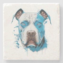 Posavasos De Piedra Pitbull con ojos azules | Perro Lover