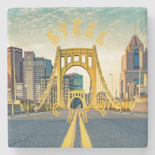 Posavasos De Piedra Pittsburgh Steel City Skyline 412 Pennsylvania Can (Anverso)