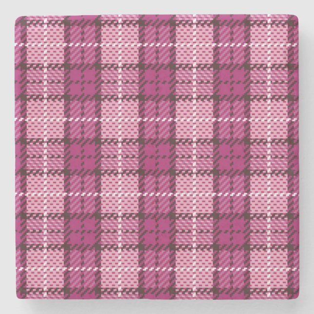 Posavasos De Piedra Pixel Plaid_Magenta-Black (Anverso)