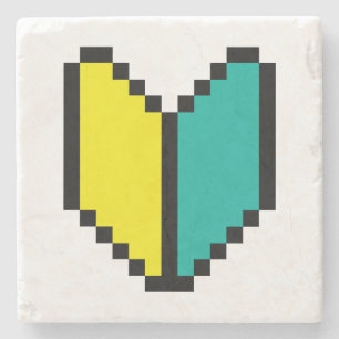 Posavasos De Piedra Pixel Wakaba de 8 bits/Marca Shoshinsha