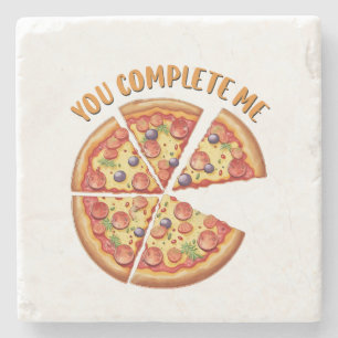 Posavasos De Piedra Pizza Regalo del Día de San Valentín Tú Me Complet