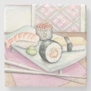 Posavasos De Piedra Placa del sushi clasificado con los palillos