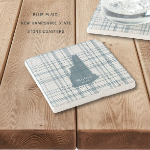 Posavasos De Piedra Plaid Personalizado New Hampshire Estado de Granit
