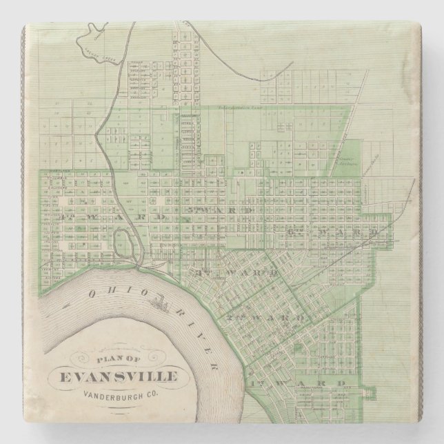 Posavasos De Piedra Plan de Evansville, Vanderburgh Co (Anverso)