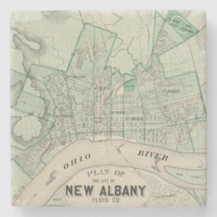 Posavasos De Piedra Plan de la ciudad de nueva Albany, Floyd Co,
