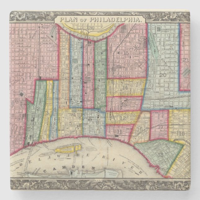 Posavasos De Piedra Plan de Philadelphia (Anverso)