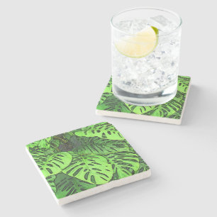 POSAVASOS DE PIEDRA PLANTA TROPICAL "QUESO SUIZO"/COASTER DE PIEDRA