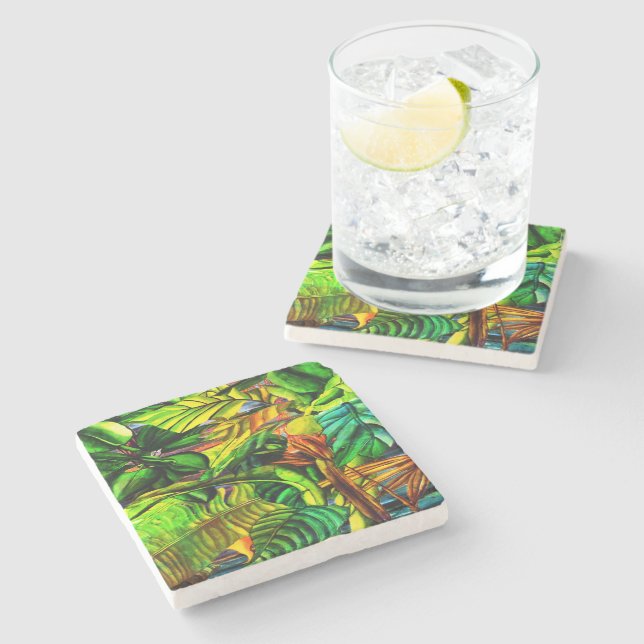 Posavasos De Piedra Plantas tropicales (Lateral)
