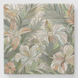 Posavasos De Piedra Plantas tropicales Arte digital mosaico