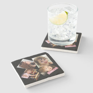 Posavasos De Piedra Plantilla de cuatro Collages de fotos
