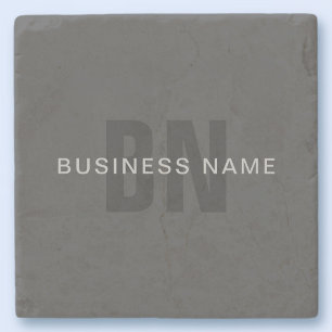 Posavasos De Piedra Plantilla de diseño de monograma editable gris osc